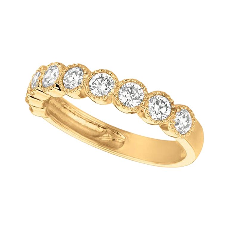 Im Angebot: 1,00 Karat natürlicher Diamant Ring G SI 14 Karat Gelbgold 9 Steine ()