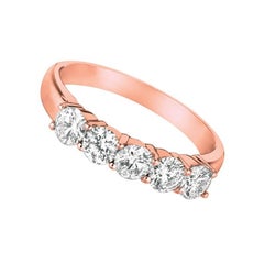 1.00 Carat Natural Diamond Ring G SI 14 Karat Rose Gold 5 Stones