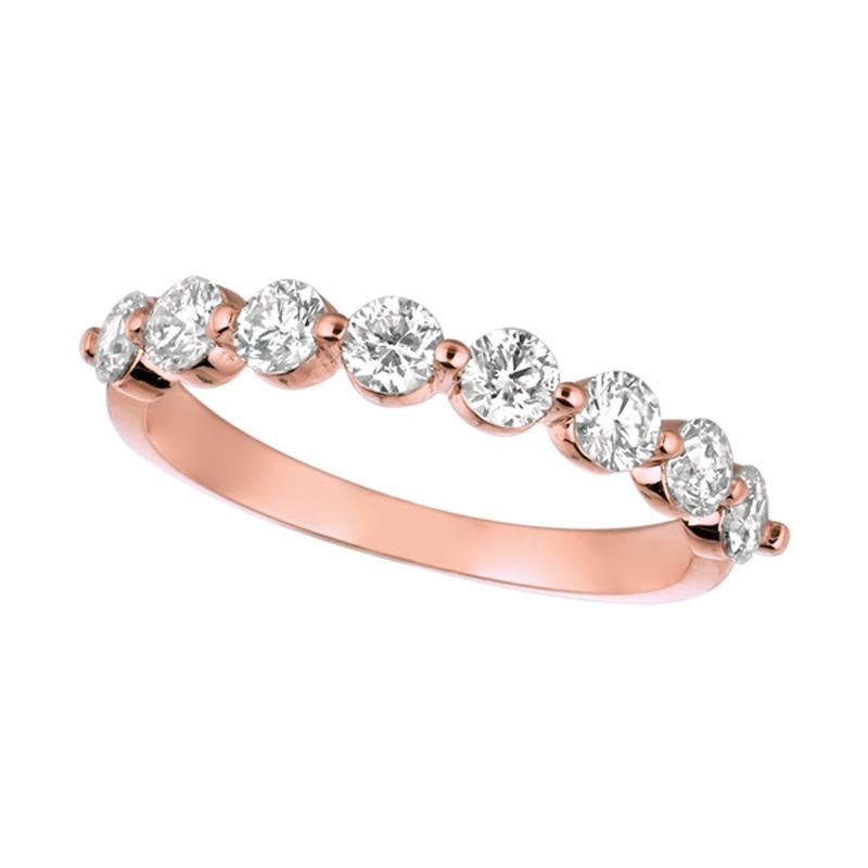 Contemporary 1.00 Carat Natural Diamond Ring G SI 14 Karat Rose Gold For Sale