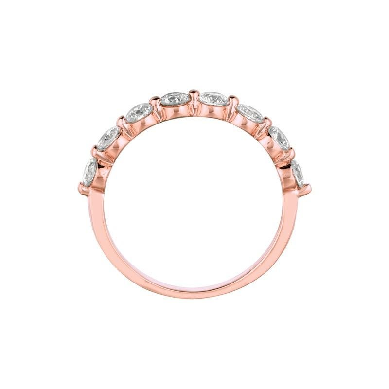 Round Cut 1.00 Carat Natural Diamond Ring G SI 14 Karat Rose Gold For Sale