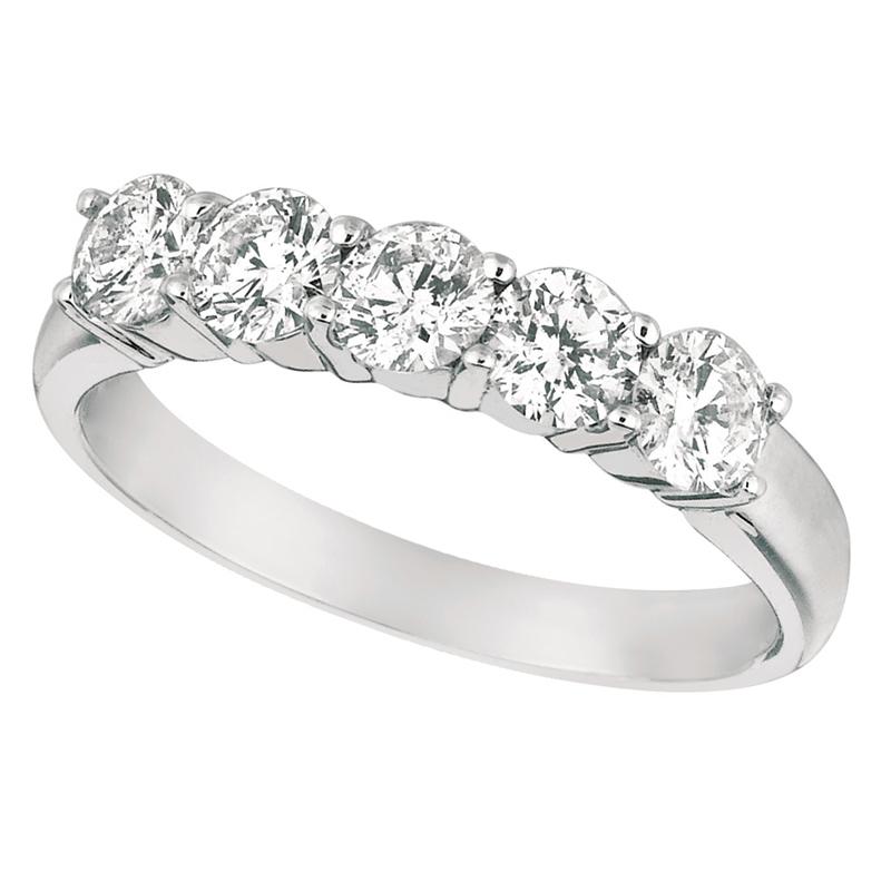 For Sale:  1.00 Carat Natural Diamond Ring G SI 14K White Gold 5 Stones 2