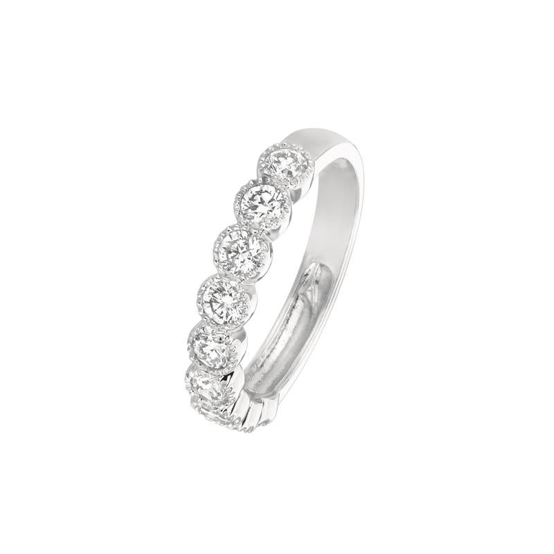 Contemporary 1.00 Carat Natural Diamond Ring G SI 14 Karat White Gold 9 Stones For Sale