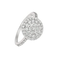 1.00 Carat Natural Diamond Round Pave Ring G SI 14 Karat White Gold