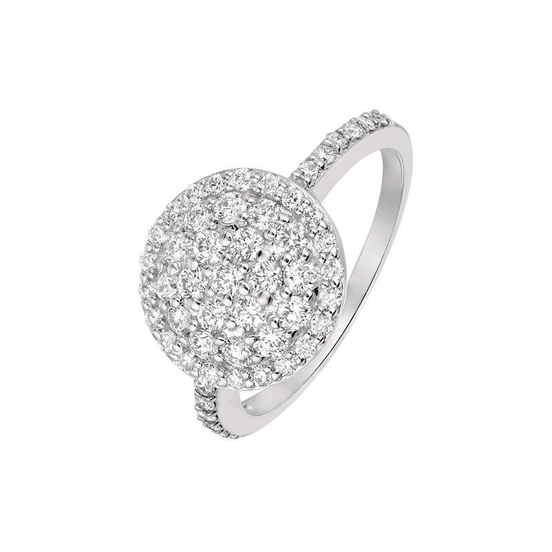 For Sale:  1.00 Carat Natural Diamond Round Pave Ring G SI 14 Karat White Gold 4