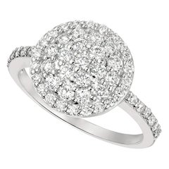 1,00 quilate de diamante natural redondo con pavé Anillo G SI 14 quilates de oro blanco