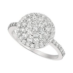 1.00 Carat Natural Diamond Round Pave Ring G SI 14 Karat White Gold