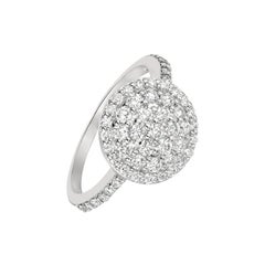 1.00 Carat Natural Diamond Round Pave Ring G SI 14 Karat White Gold