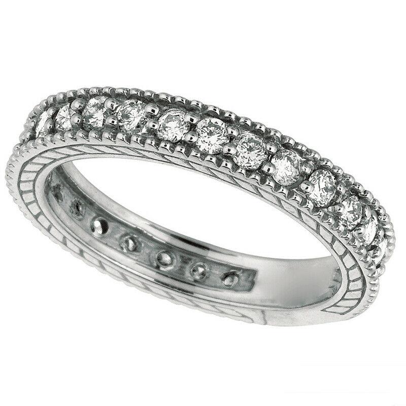 Im Angebot: 1,00 Karat natürlicher Diamant, größenanpassbarer Memoryring, G SI 14k Weißgold () 4