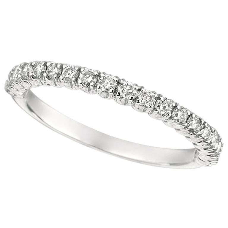 1.00 Carat Natural Diamond Stackable Ring G SI 14 Karat White Gold For Sale
