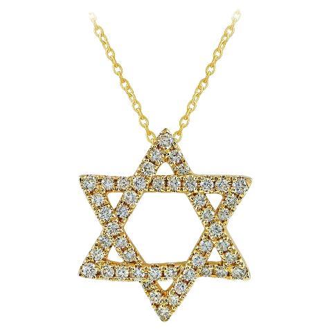 Collier étoile de David en diamant naturel de 1,00 carat en or jaune 14K en vente