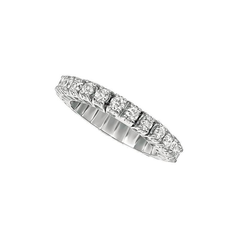 1.00 Carat Natural Diamond Stretchable Eternity Band Ring G SI 14k White Gold For Sale
