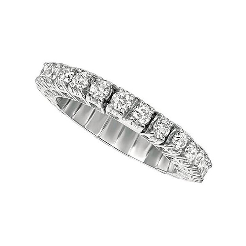 For Sale:  1.00 Carat Natural Diamond Stretchable Eternity Band Ring G SI 14k White Gold