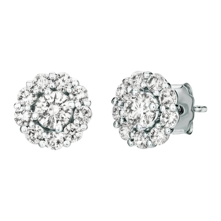 1.00 Carat Natural Diamond Stud and Jacket Earrings G-H SI 14 Karat White Gold For Sale