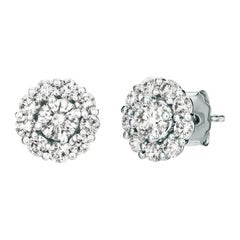 Pendientes de diamante natural de 1,00 quilates G-H SI y oro blanco de 14 quilates