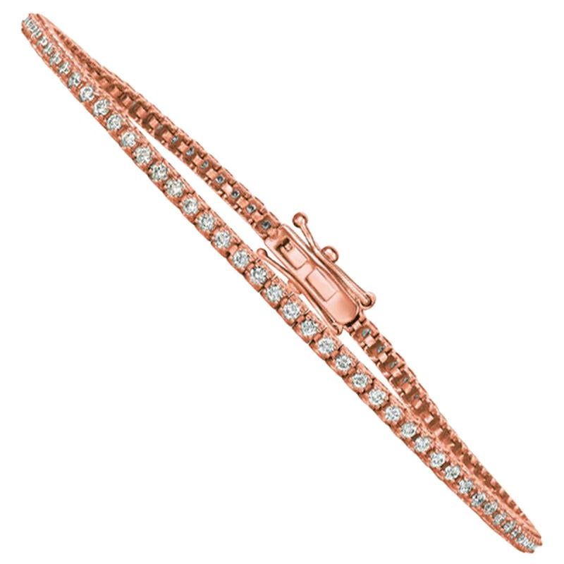 Bracelet tennis G SI en or rose 14 carats avec diamants naturels de 1,00 carat