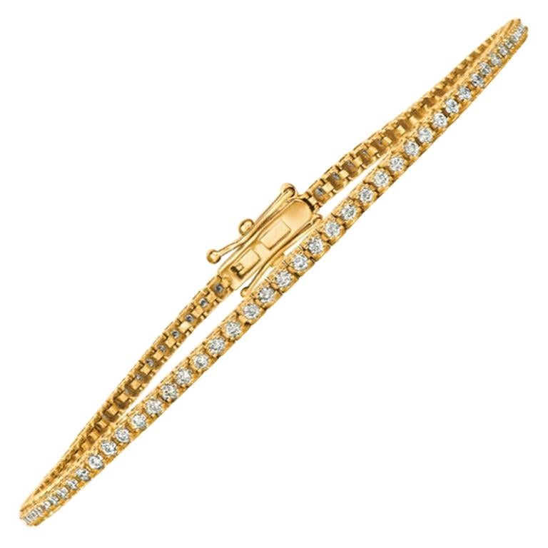 Bracelet tennis G SI en or jaune 14 carats avec diamants naturels de 1,00 carat