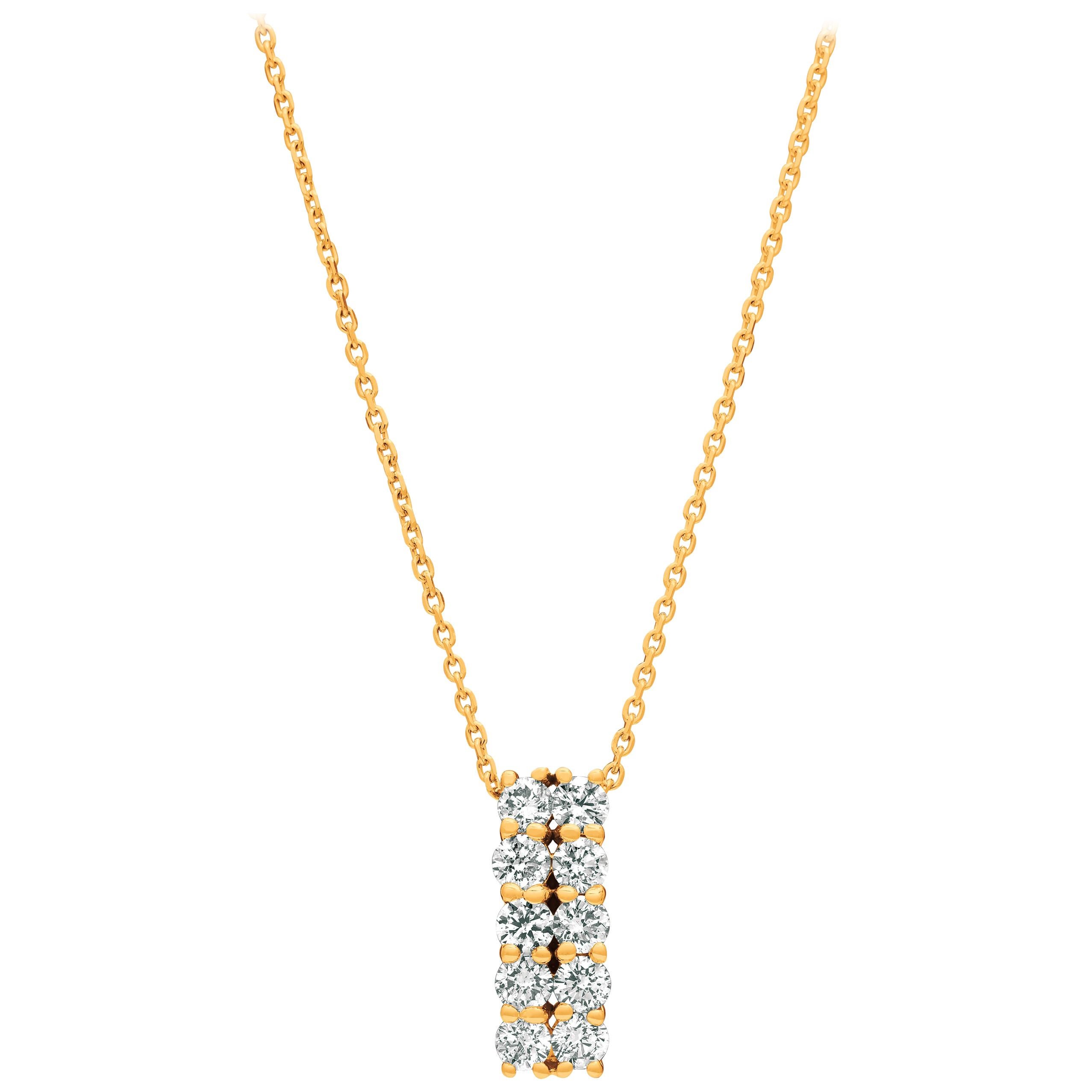 1,00 Karat natürlicher Diamant zweireihige Halskette 14 Karat Gelbgold G-H SI im Angebot