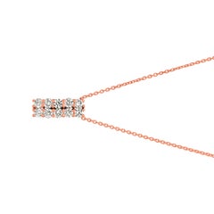 1.00 Carat Natural Diamond Two Rows Necklace 14 Karat Rose Gold G-H SI