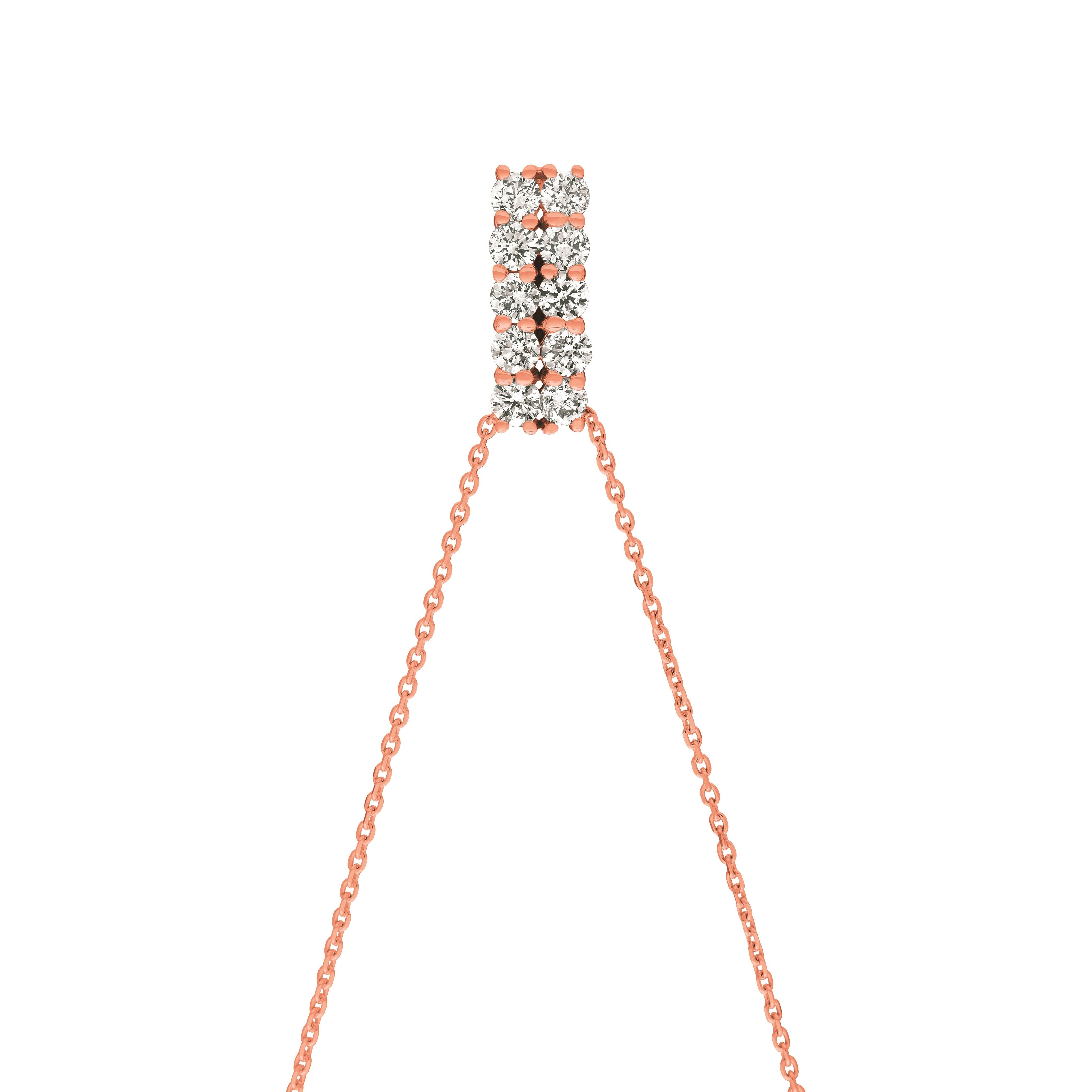 Contemporary 1.00 Carat Natural Diamond Two Rows Necklace 14 Karat Rose Gold G-H SI For Sale