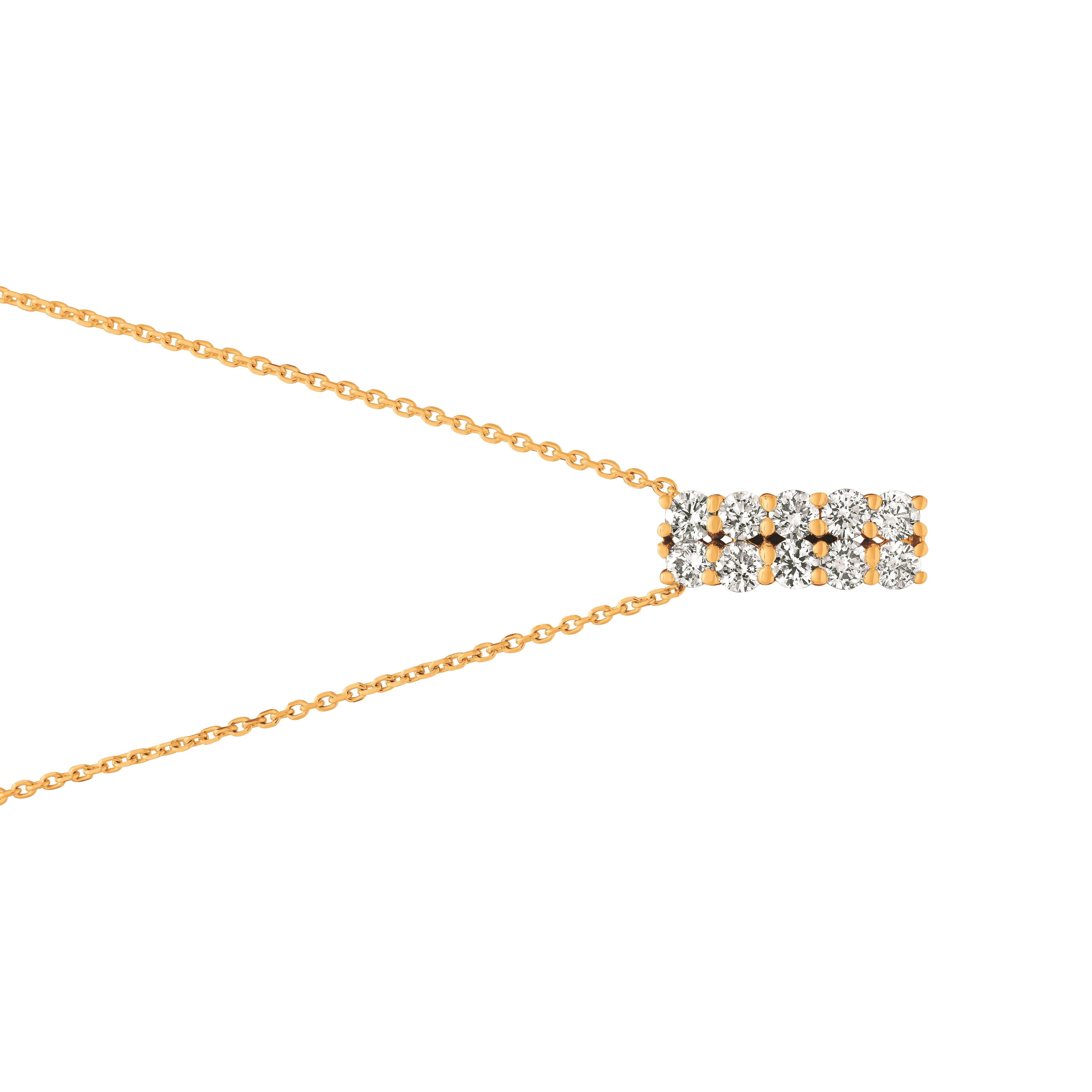 Contemporary 1.00 Carat Natural Diamond Two Rows Necklace 14 Karat Yellow Gold G-H SI For Sale