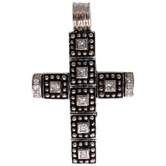 1.00 Carat Natural Diamonds Gothic Cross Pendant