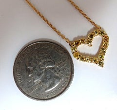 1.00 Carat Natural Fancy Yellow Diamonds Open Heart Necklace 14 Karat