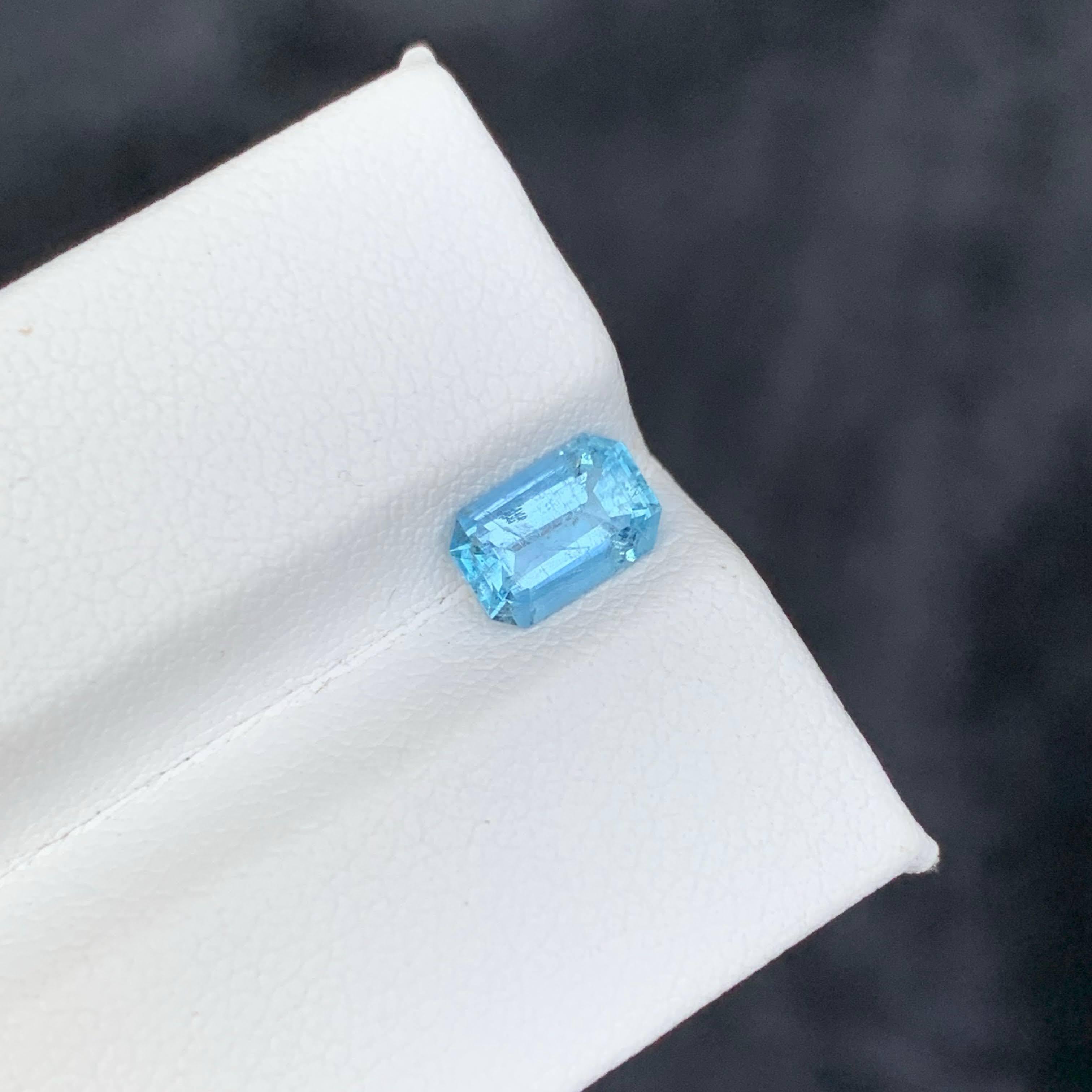 1,00 Karat Natürlicher loser blauer Aquamarin Stein Smaragdschliff Vietnamesischer Edelstein im Angebot 5