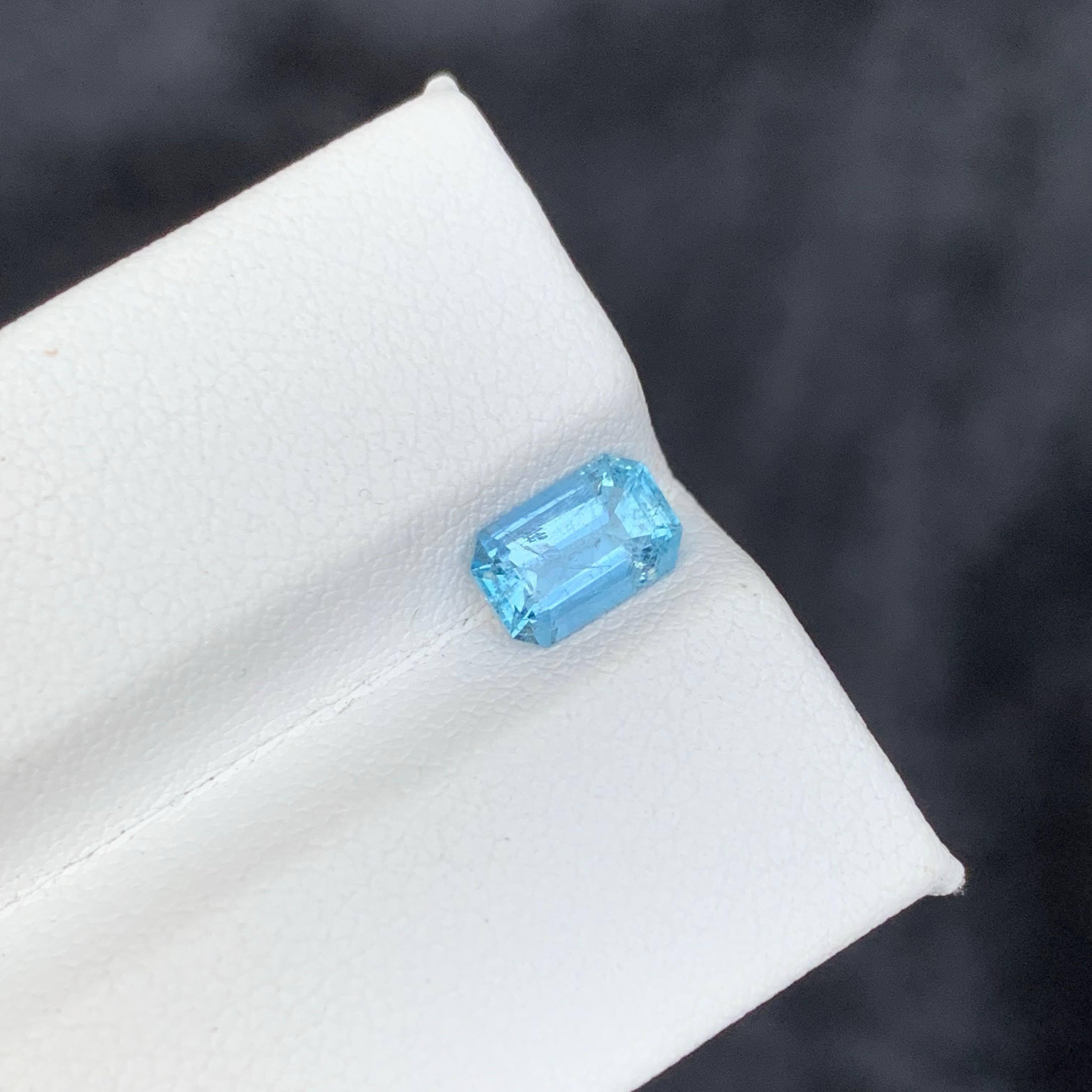 1,00 Karat Natürlicher loser blauer Aquamarin Stein Smaragdschliff Vietnamesischer Edelstein im Angebot 6