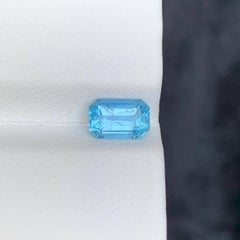 1.00 Carat Natural Loose Blue Aquamarine Stone Emerald Cut Vietnamese Gemstone
