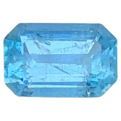 1,00 Karat Natürlicher loser blauer Aquamarin Stein Smaragdschliff Vietnamesischer Edelstein