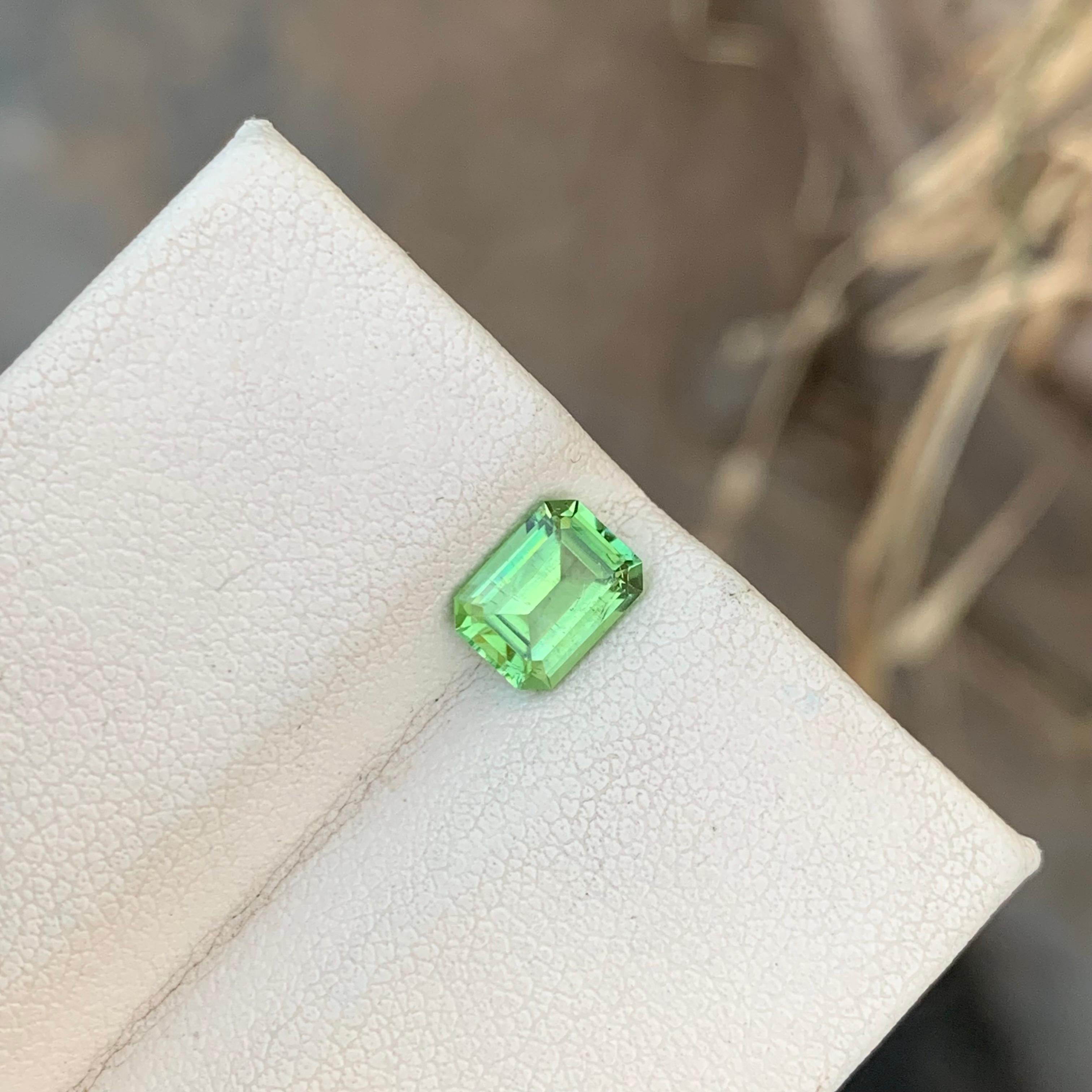 Women's or Men's 1.00 Carat Natural Loose Green Tourmaline Emerald Shape Gem For Jewellery Making For Sale