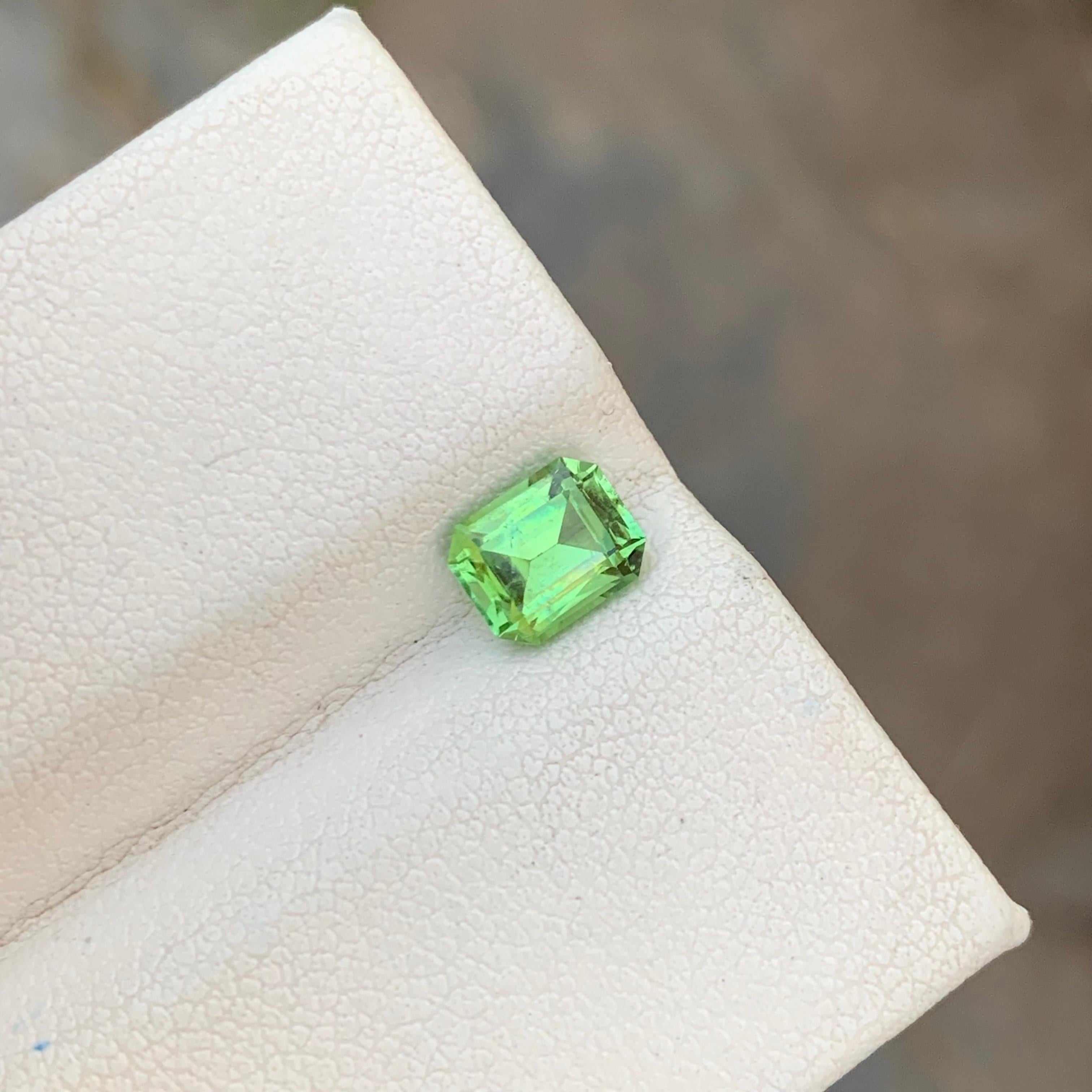 1.00 Carat Natural Loose Green Tourmaline Emerald Shape Gem For Jewellery Making For Sale 1