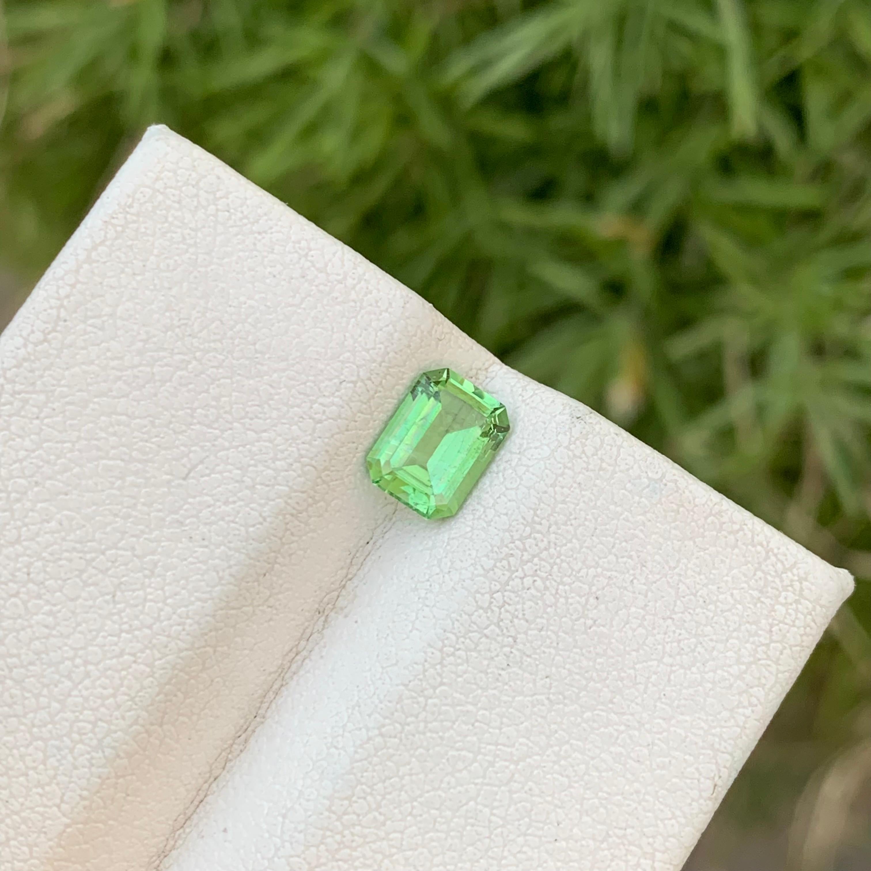 1.00 Carat Natural Loose Green Tourmaline Emerald Shape Gem For Jewellery Making For Sale 2