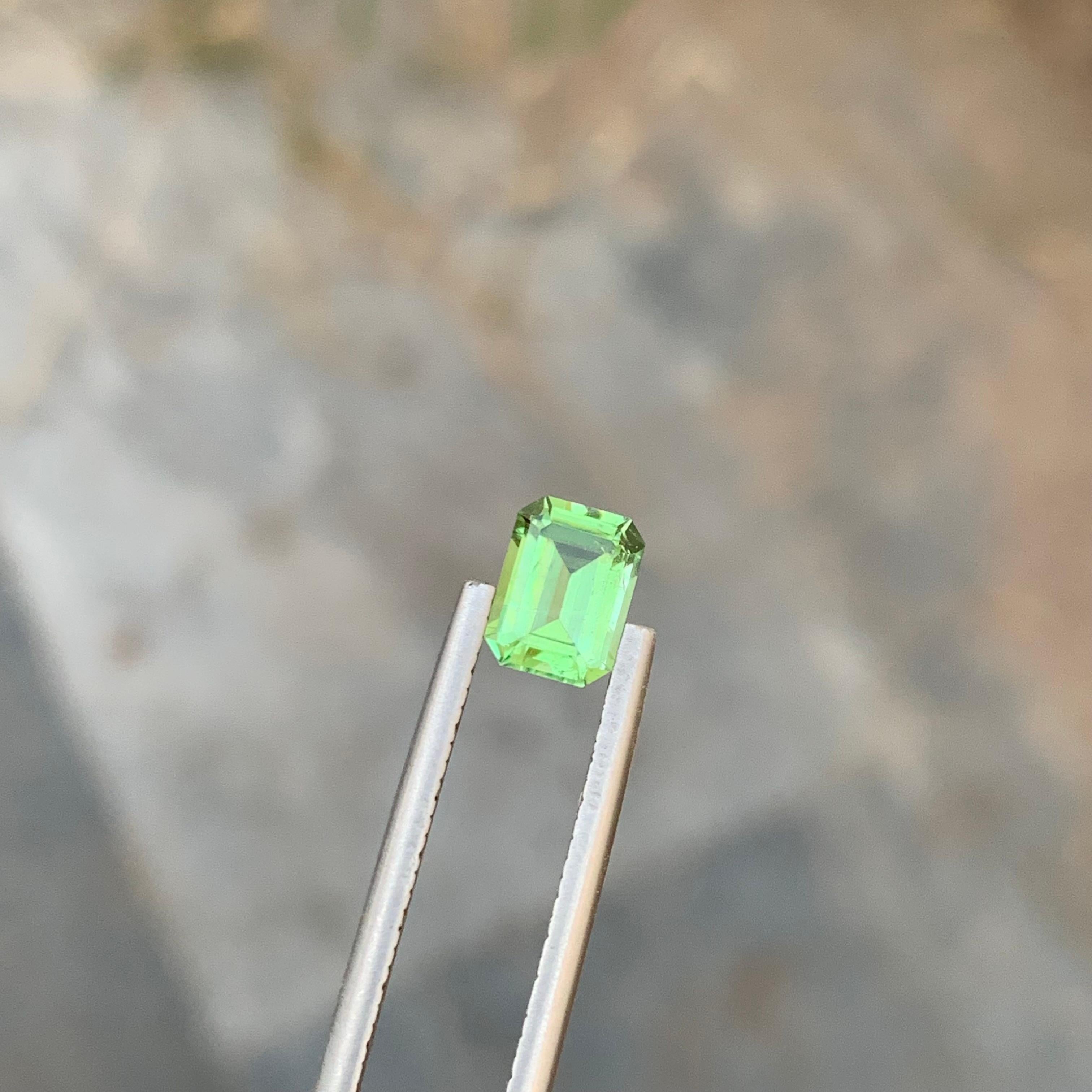 1.00 Carat Natural Loose Green Tourmaline Emerald Shape Gem For Jewellery Making For Sale 3