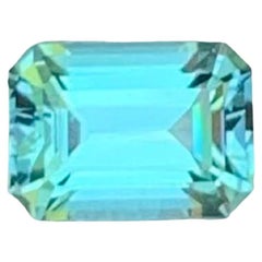 1.00 Carat Natural Loose Seafoam Color Tourmaline Emerald Cut Afghan Gemstone
