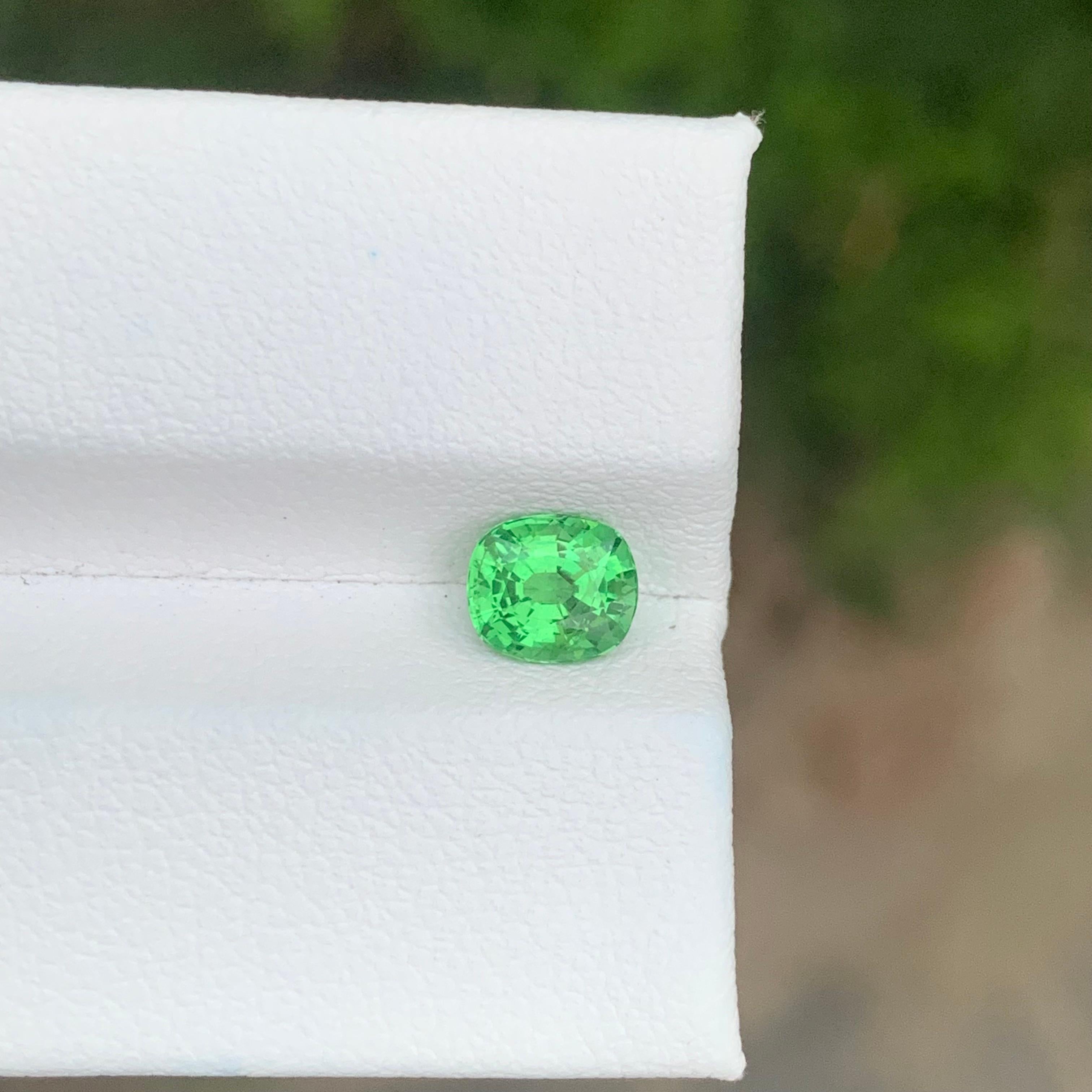 1.00 Carat Natural Loose Tsavorite Garnet Cushion Shape Gemstone For Sale 5