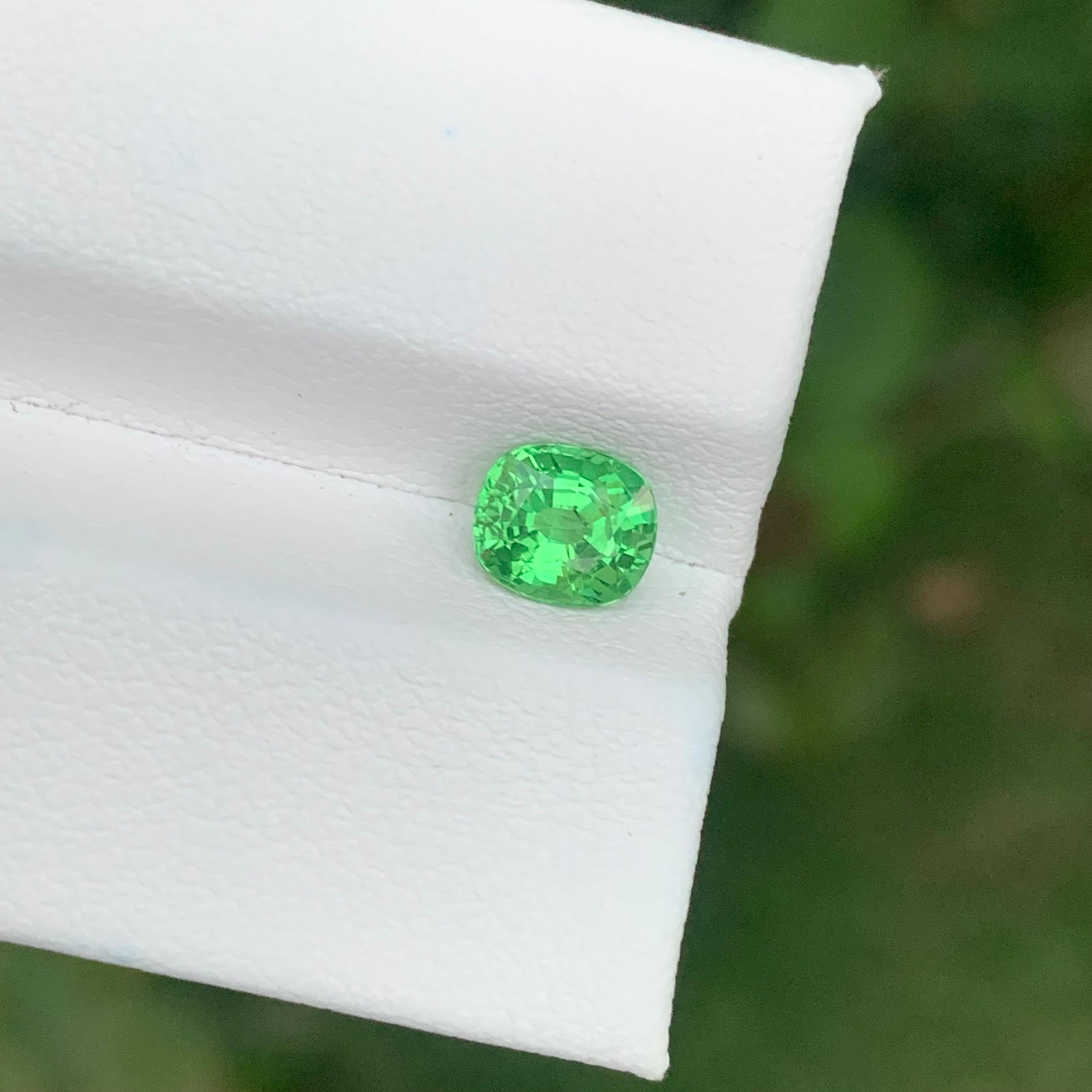 Arts and Crafts 1.00 Carat Natural Loose Tsavorite Garnet Cushion Shape Gemstone For Sale