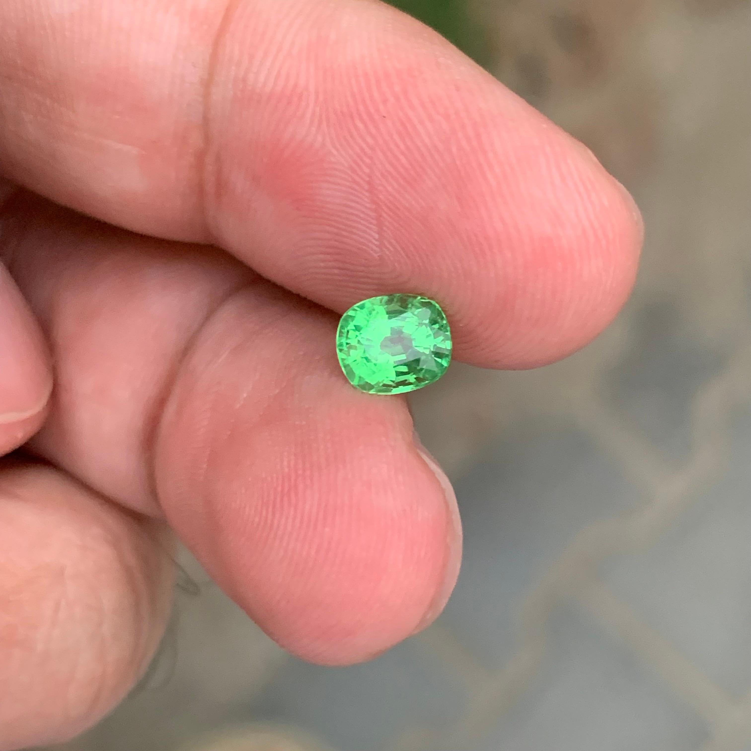 1.00 Carat Natural Loose Tsavorite Garnet Cushion Shape Gemstone For Sale 2