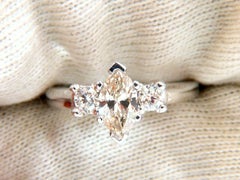 1.00 Carat Natural Marquise Diamond Ring 14 Karat Gold Classic Three*
