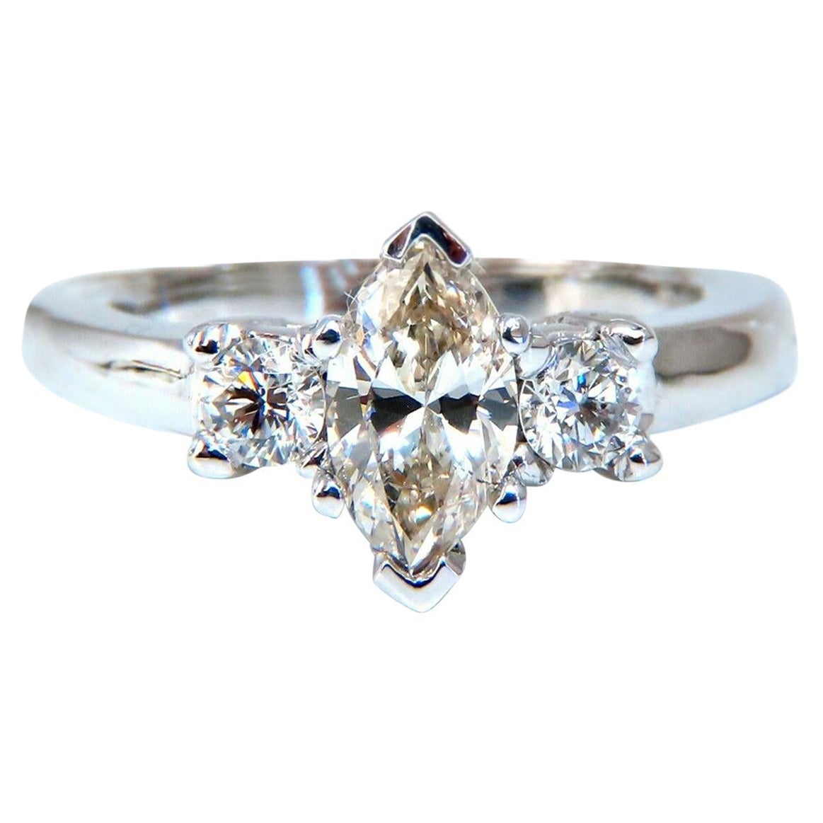1,00 Karat Natürlicher Marquise Diamant Ring 14 Karat Gold Klassisch Drei*