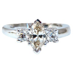 1,00 Karat Natürlicher Marquise Diamant Ring 14 Karat Gold Klassisch Drei*