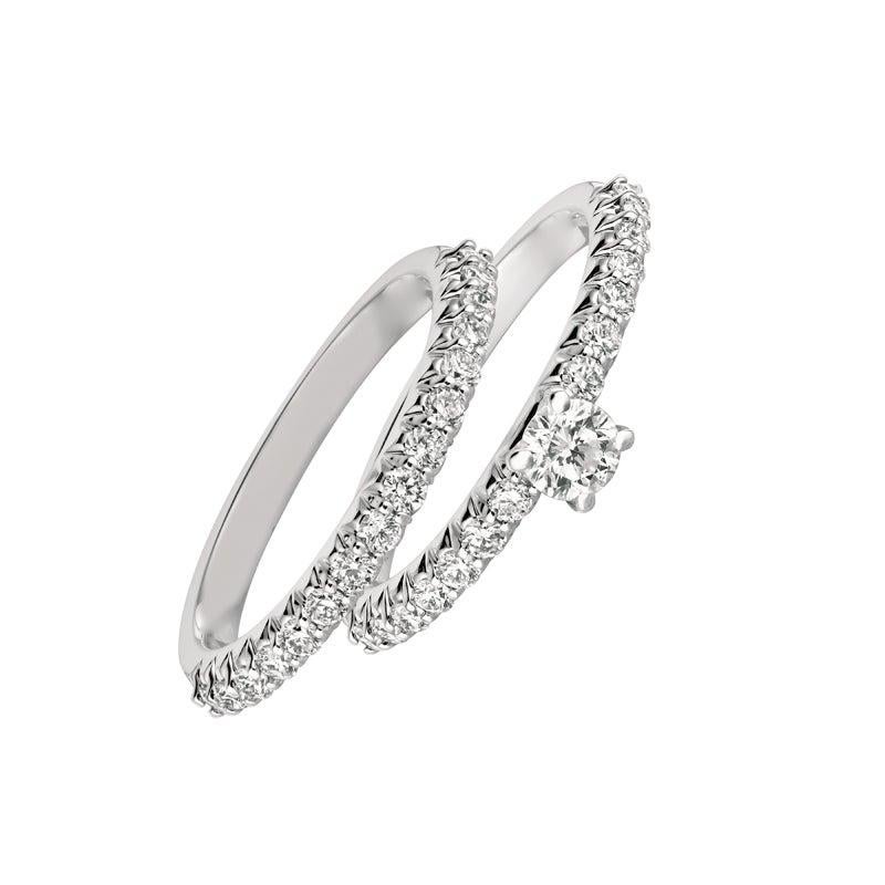 For Sale:  1.00 Carat Natural Round Cut Diamond Ring Set G SI 14 Karat White Gold 2