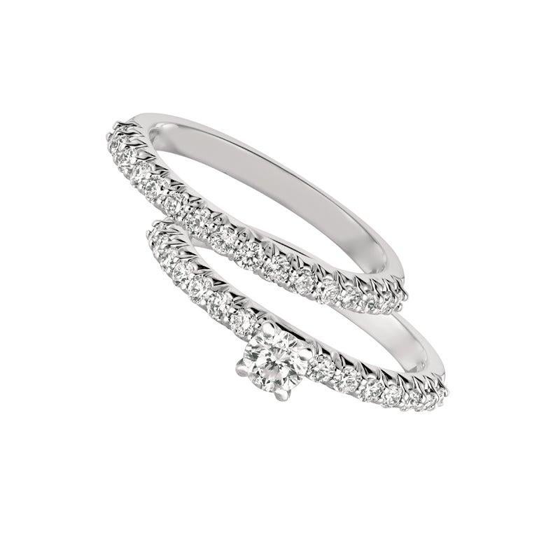 For Sale:  1.00 Carat Natural Round Cut Diamond Ring Set G SI 14 Karat White Gold 3