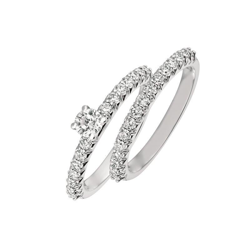 For Sale:  1.00 Carat Natural Round Cut Diamond Ring Set G SI 14 Karat White Gold 4