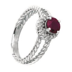 1.00 Carat Natural Ruby and Diamond Ring 14 Karat White Gold