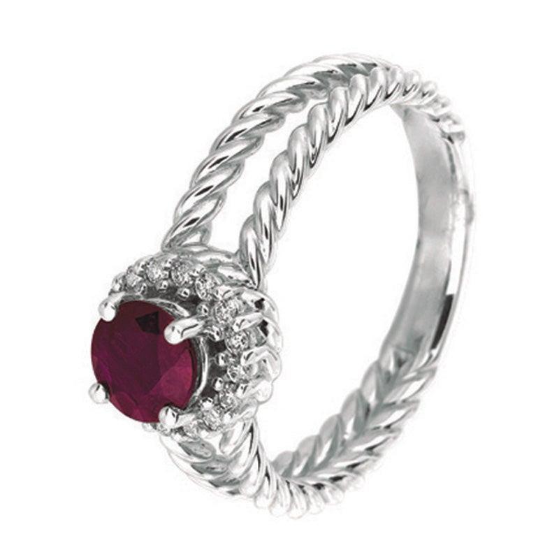 For Sale:  1.00 Carat Natural Ruby and Diamond Ring 14 Karat White Gold 4