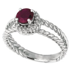 Bague en or blanc 14 carats avec diamants et rubis naturel de 1,00 carat