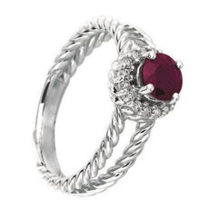 1.00 Carat Natural Ruby and Diamond Ring 14 Karat White Gold