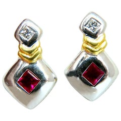 1.00 Carat Natural Ruby Diamonds Entry Mod Earrings 14 Karat
