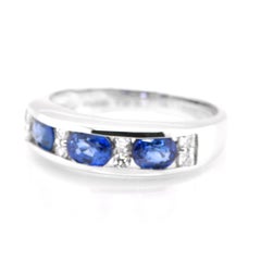 1.00 Carat Natural Sapphire and Diamond Band Ring Set in Platinum